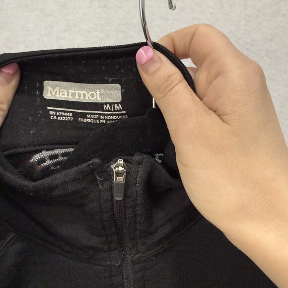 Marmot Pullover Mens Medium Black Polartec Fleece Half Zip Long Sleeve Outdoor - Picture 10 of 14